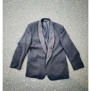 Italian Tuxedo Jacket 44 Long Ermenegildo Zegna Fabric Black Wool Shawl Collar